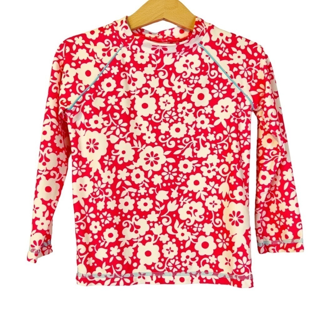 Mini Boden Pink Flower Rash Guard Swim Shirt